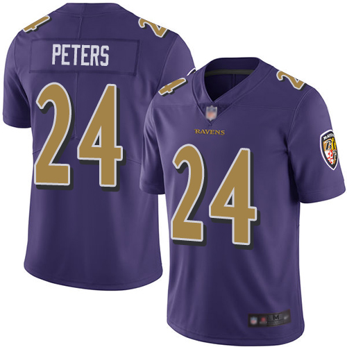 Baltimore Ravens #24 Marcus Peters Puple Stitched Jersey