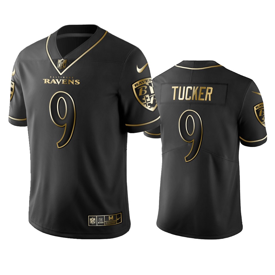 Baltimore Ravens #9 Justin Tucker Black 2019 Golden Edition Limited Stitched Jersey
