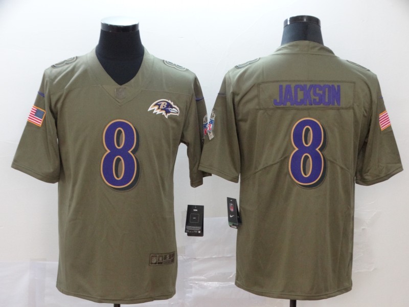 Baltimore Ravens #8 Lamar Jackson Camo Salute To Service Stitched Jersey