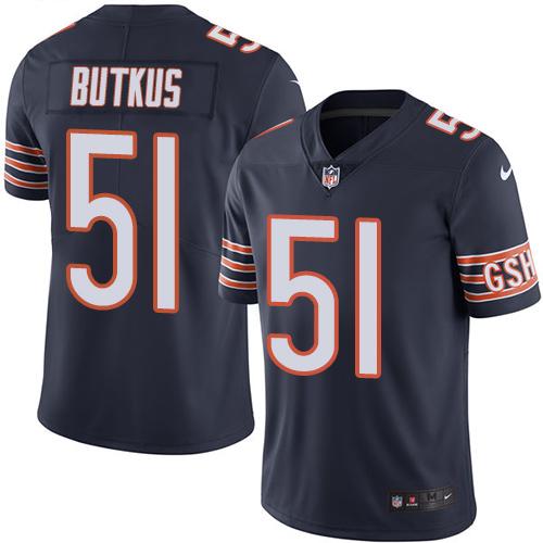 Bears #51 Dick Butkus Navy Blue Stitched Limited Rush Nike Jersey