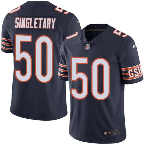 Bears #50 Mike Singletary Navy Blue Stitched Limited Rush Nike Jersey