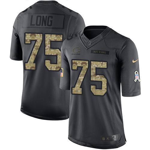 Bears #75 Kyle Long Black Stitched Limited 2016 Salute To Service Nike Jersey