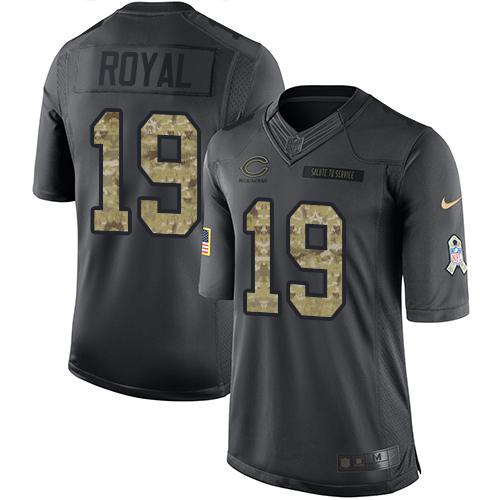 Bears #19 Eddie Royal Black Stitched Limited 2016 Salute To Service Nike Jersey