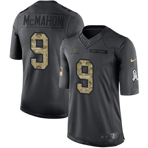 Bears #9 Jim McMahon Black Stitched Limited 2016 Salute To Service Nike Jersey