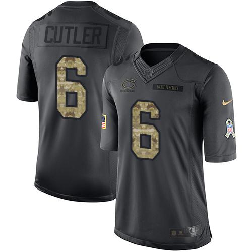 Bears #6 Jay Cutler Black Stitched Limited 2016 Salute To Service Nike Jersey