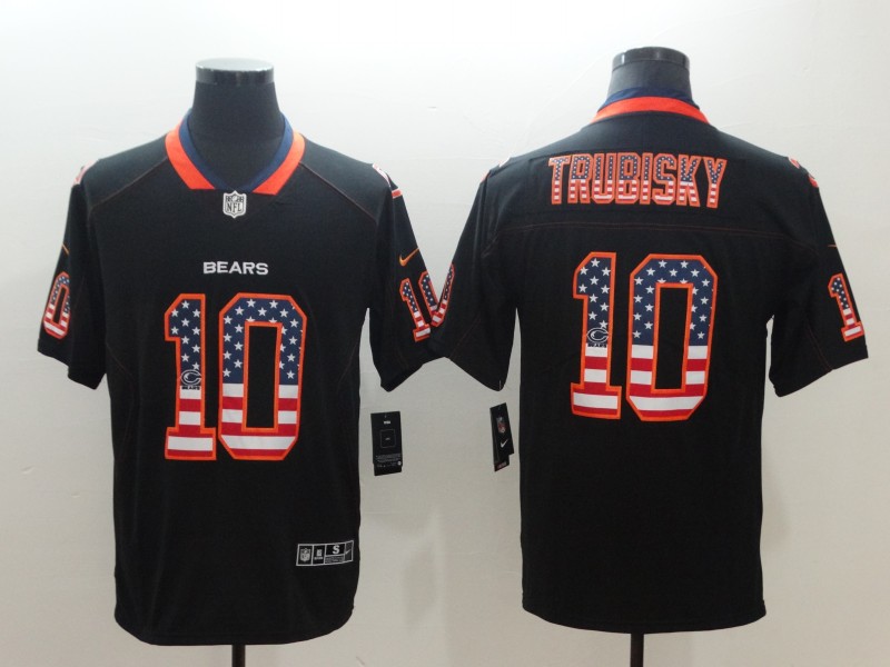 Bears #10 Mitchell Trubisky Black USA Flag Color Rush Limited Fashion Stitched Jersey