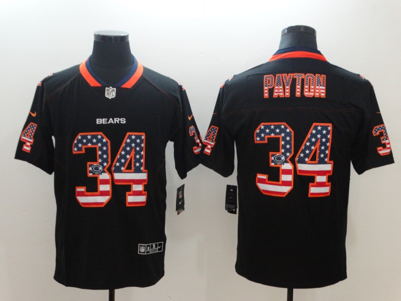 Bears #34 Walter Payton Black USA Flag Color Rush Limited Fashion Stitched Jersey