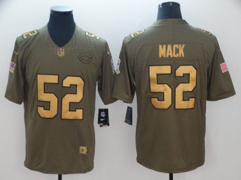 Bears #52 Khalil Mack Gold Anthracite Olive Salute To Service Limited Stitched Jersey