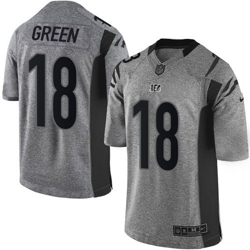 Bengals #18 A.J. Green Gray Stitched Limited Gridiron Gray Nike Jersey