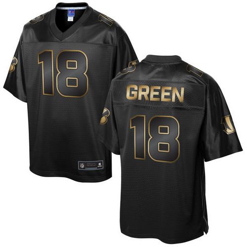Bengals #18 A.J. Green Pro Line Black Gold Collection Stitched Game Nike Jersey