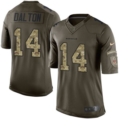 Bengals #14 Andy Dalton Green Stitched Limited Salute To Service Nike Jersey
