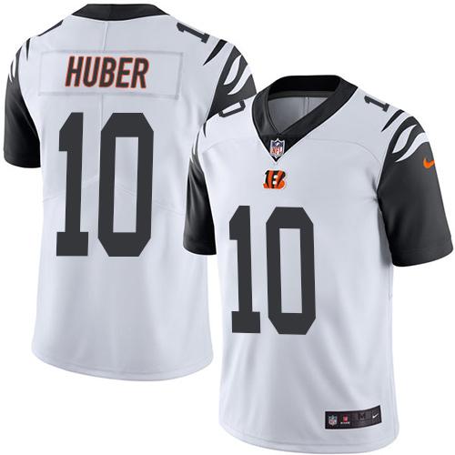 Bengals #10 Kevin Huber White Stitched Limited Rush Nike Jersey