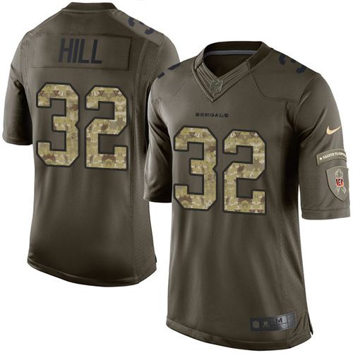 Bengals #32 Jeremy Hill Green Stitched Limited Salute To Service Nike Jersey