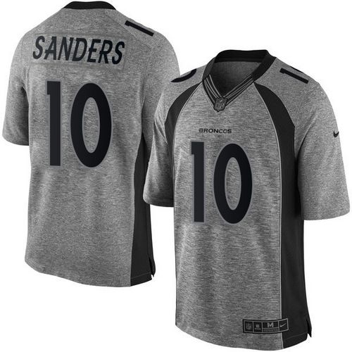 Broncos #10 Emmanuel Sanders Gray Stitched Limited Gridiron Gray Nike Jersey