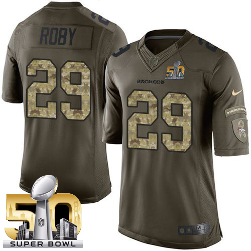 Broncos #29 Bradley Roby Green Super Bowl 50 Stitched Limited Salute To Service Nike Jersey