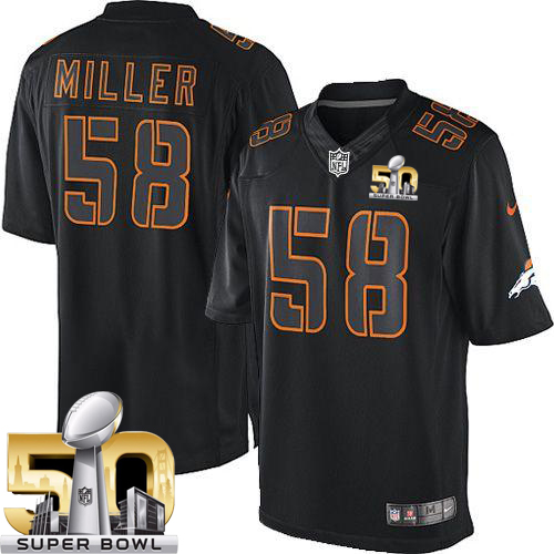 Broncos #58 Von Miller Black Super Bowl 50 Stitched Impact Limited Nike Jersey
