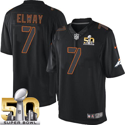 Broncos #7 John Elway Black Super Bowl 50 Stitched Impact Limited Nike Jersey