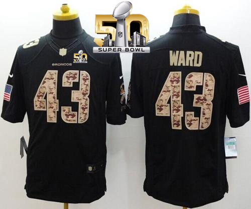 Broncos #43 T.J. Ward Black Super Bowl 50 Stitched Limited Salute To Service Nike Jersey