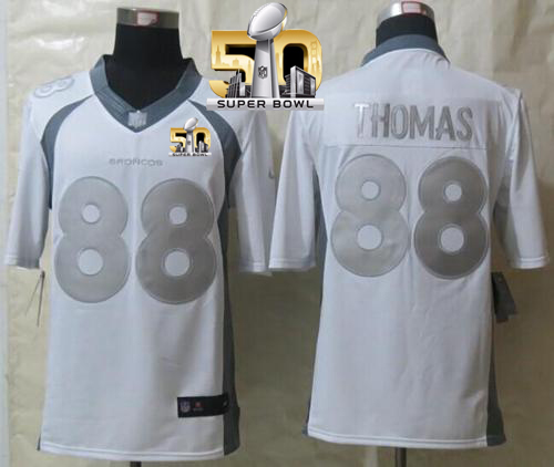 Broncos #88 Demaryius Thomas White Super Bowl 50 Stitched Limited Platinum Nike Jersey