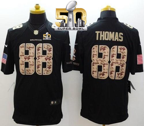 Broncos #88 Demaryius Thomas Black Super Bowl 50 Stitched Limited Salute To Service Nike Jersey
