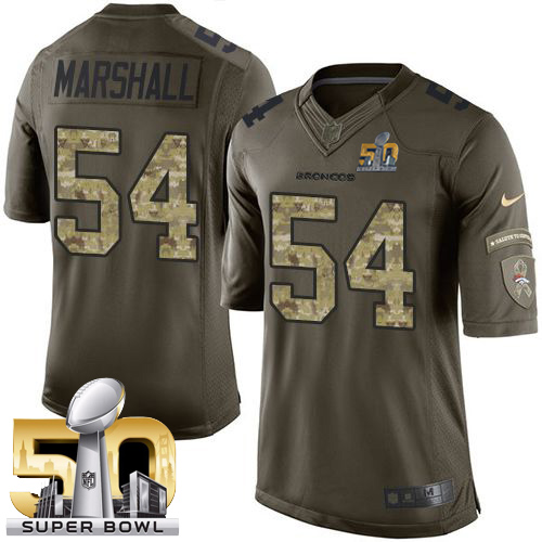 Broncos #54 Brandon Marshall Green Super Bowl 50 Stitched Limited Salute To Service Nike Jersey