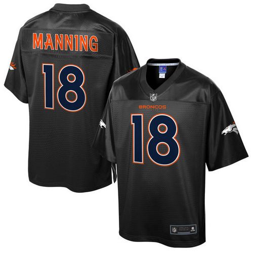 Broncos #18 Peyton Manning Black Pro Line Black Reverse Fashion Game Nike Jersey