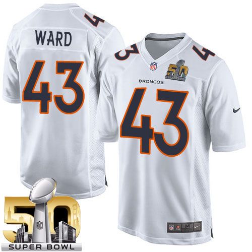 Broncos #43 T.J. Ward White Super Bowl 50 Stitched Game Event Nike Jersey