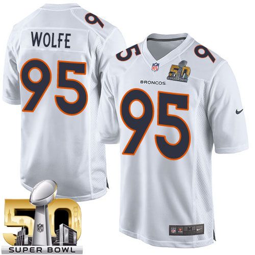 Broncos #95 Derek Wolfe White Super Bowl 50 Stitched Game Event Nike Jersey