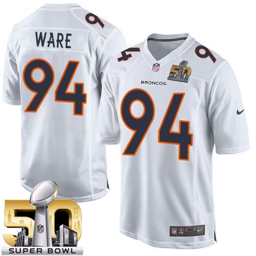 Broncos #94 DeMarcus Ware White Super Bowl 50 Stitched Game Event Nike Jersey