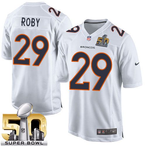 Broncos #29 Bradley Roby White Super Bowl 50 Stitched Game Event Nike Jersey