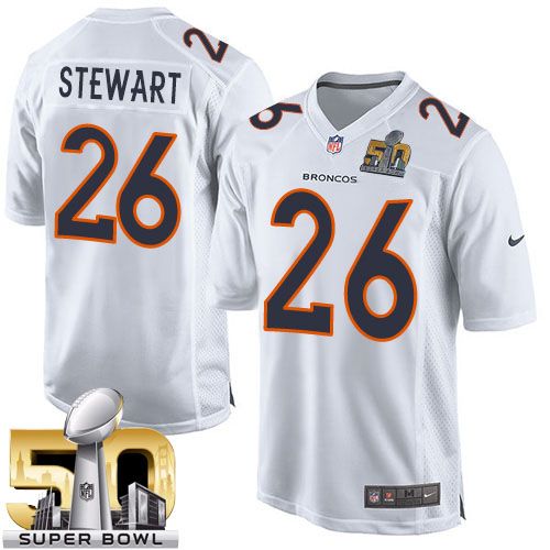 Broncos #26 Darian Stewart White Super Bowl 50 Stitched Game Event Nike Jersey