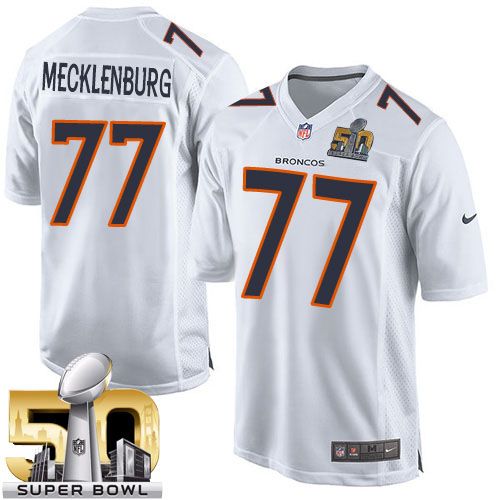 Broncos #77 Karl Mecklenburg White Super Bowl 50 Stitched Game Event Nike Jersey