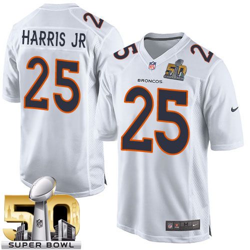 Broncos #25 Chris Harris Jr White Super Bowl 50 Stitched Game Event Nike Jersey