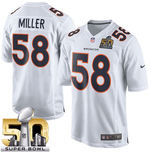 Broncos #58 Von Miller White Super Bowl 50 Stitched Game Event Nike Jersey