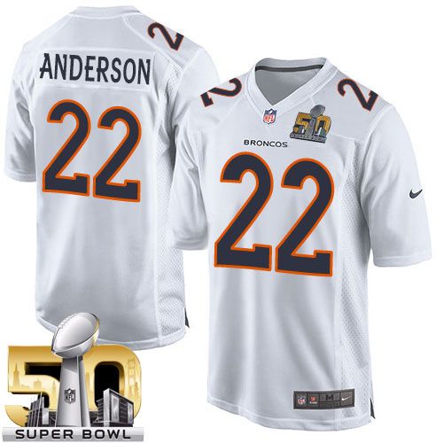 Broncos #22 C.J. Anderson White Super Bowl 50 Stitched Game Event Nike Jersey