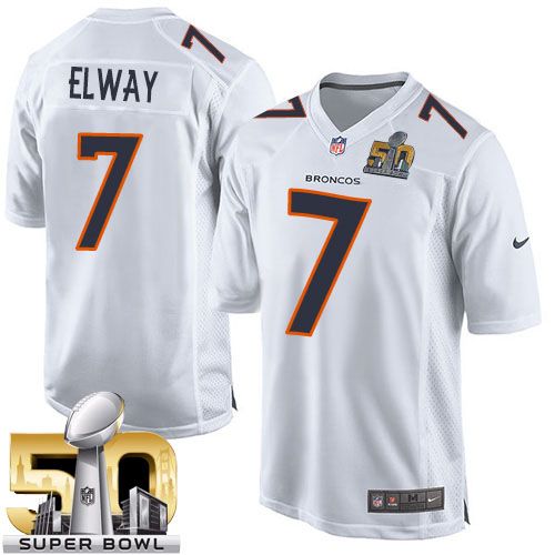 Broncos #7 John Elway White Super Bowl 50 Stitched Game Event Nike Jersey