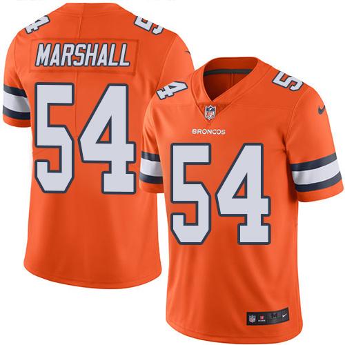 Broncos #54 Brandon Marshall Orange Stitched Limited Rush Nike Jersey