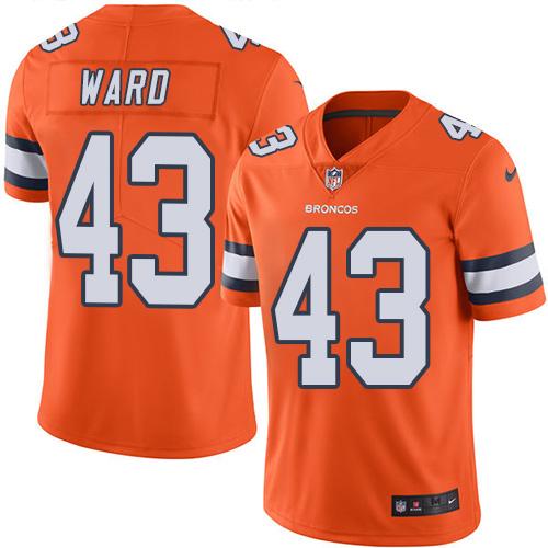 Broncos #43 T.J. Ward Orange Stitched Limited Rush Nike Jersey