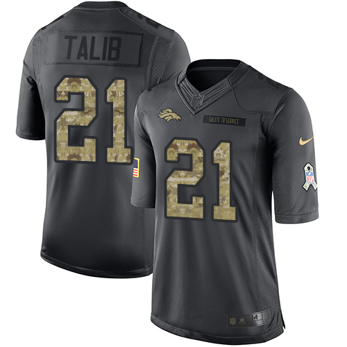 Broncos #21 Aqib Talib Black Stitched Limited 2016 Salute To Service Nike Jersey