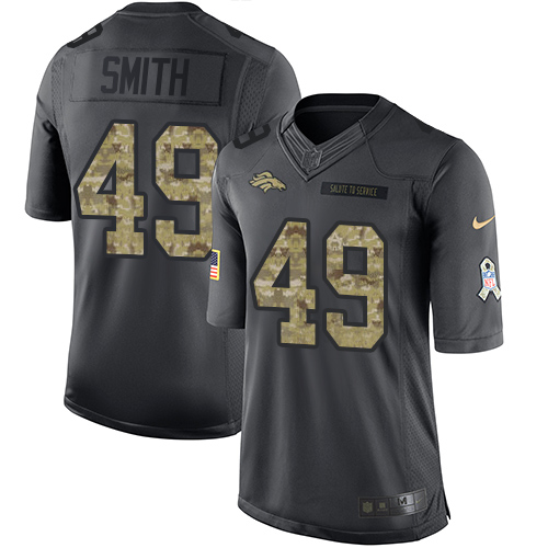 Broncos #49 Dennis Smith Black Stitched Limited 2016 Salute To Service Nike Jersey
