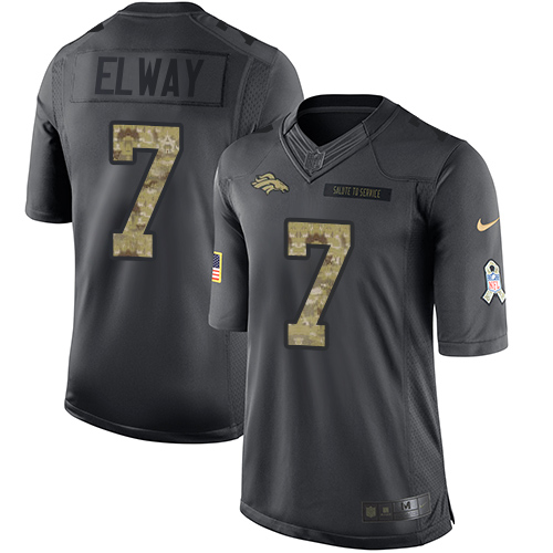 Broncos #7 John Elway Black Stitched Limited 2016 Salute To Service Nike Jersey