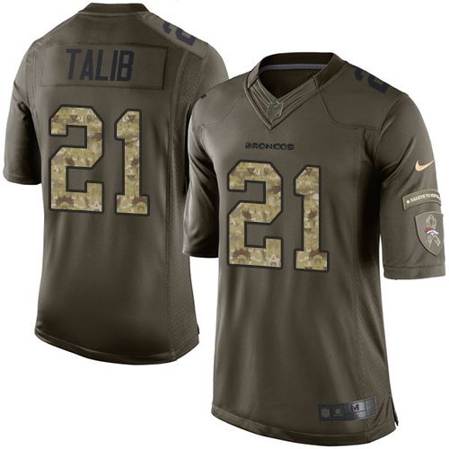 Broncos #21 Aqib Talib Green Stitched Limited Salute To Service Nike Jersey