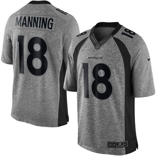 Broncos #18 Peyton Manning Gray Stitched Limited Gridiron Gray Nike Jersey