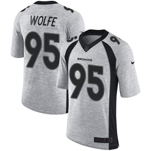 Broncos #95 Derek Wolfe Gray Stitched Limited Gridiron Gray II Nike Jersey