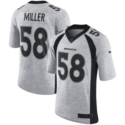 Broncos #58 Von Miller Gray Stitched Limited Gridiron Gray II Nike Jersey
