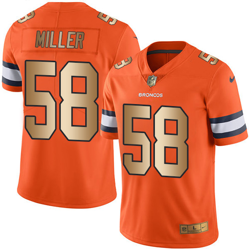 Broncos #58 Von Miller Orange Stitched Limited Gold Rush Nike Jersey