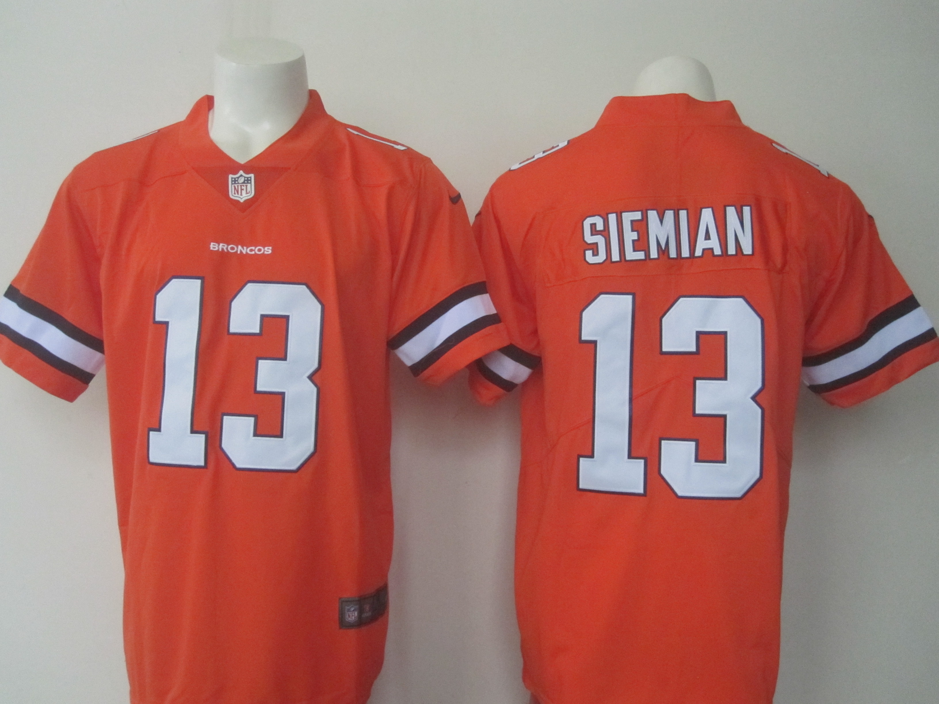 Broncos #13 Trevor Siemian Orange Limited Rush Stitched Nike Jersey