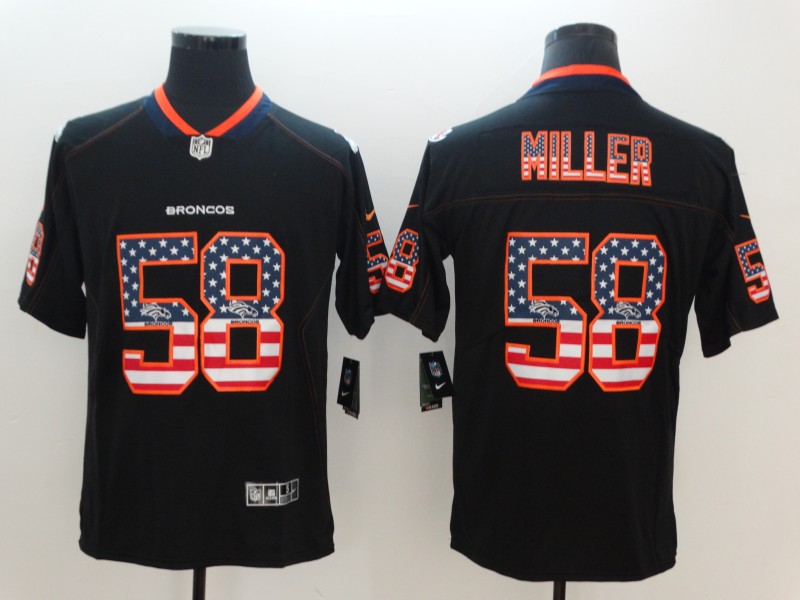 Broncos #58 Von Miller 2018 Black USA Flag Color Rush Limited Fashion Stitched Jersey