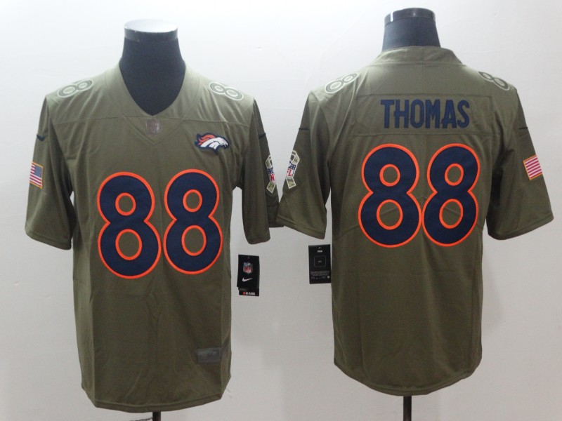 Broncos #88 Demaryius Thomas Olive Salute To Service Limited Stitched Jersey