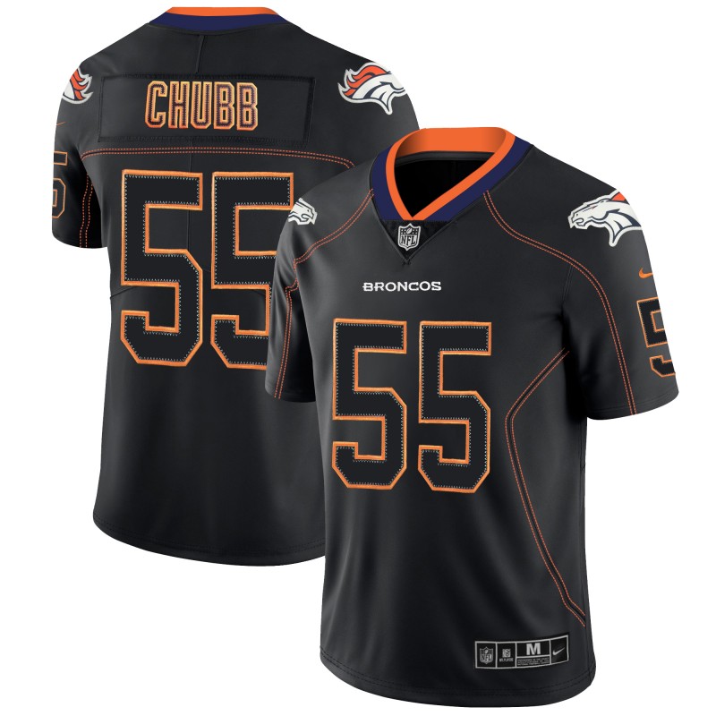 Broncos #55 Bradley Chubb Black 2018 Lights Out Black Color Rush Limited Stitched Jersey